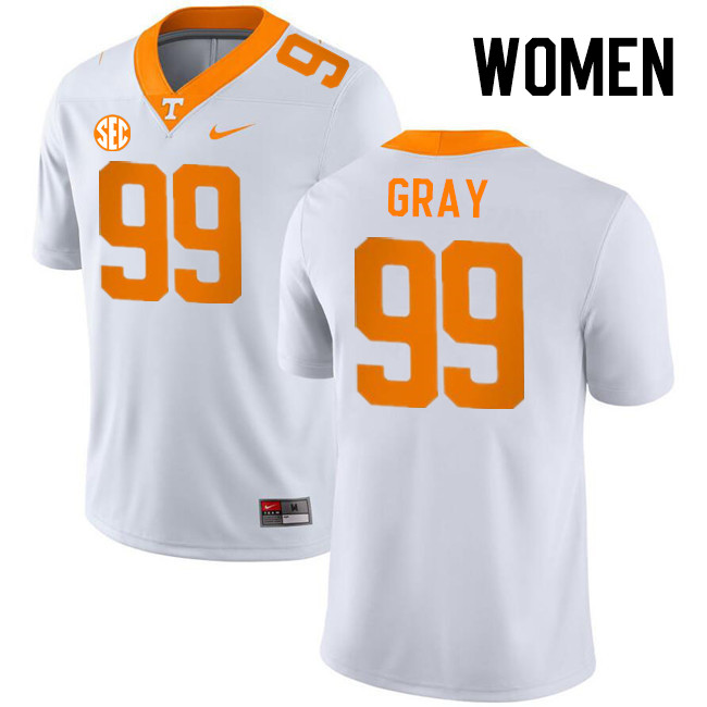 Women #99 Herb Gray Tennessee Volunteers College Football Jerseys Stitched-White